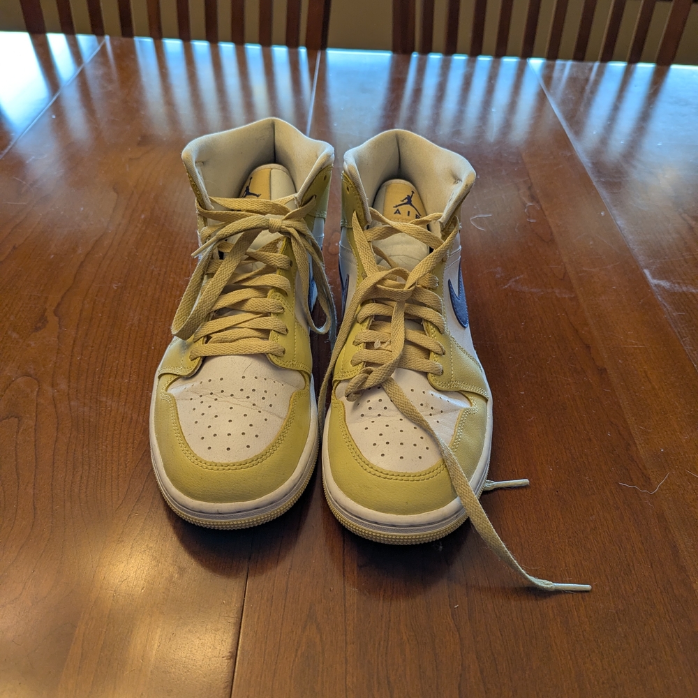 Jordan High-Top Sneakers in Yellow, White & Navy